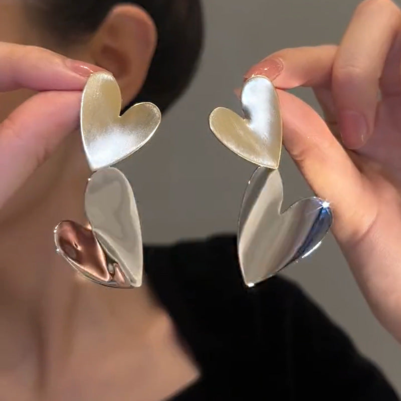Brushed Heart Earrings