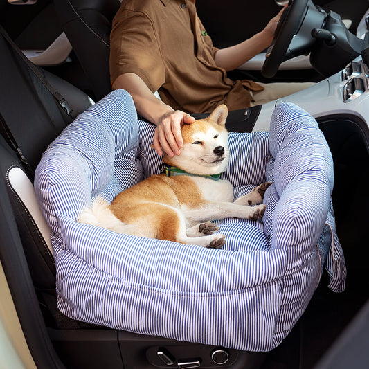 Dog Car Seat with Safety Strap and Cushion