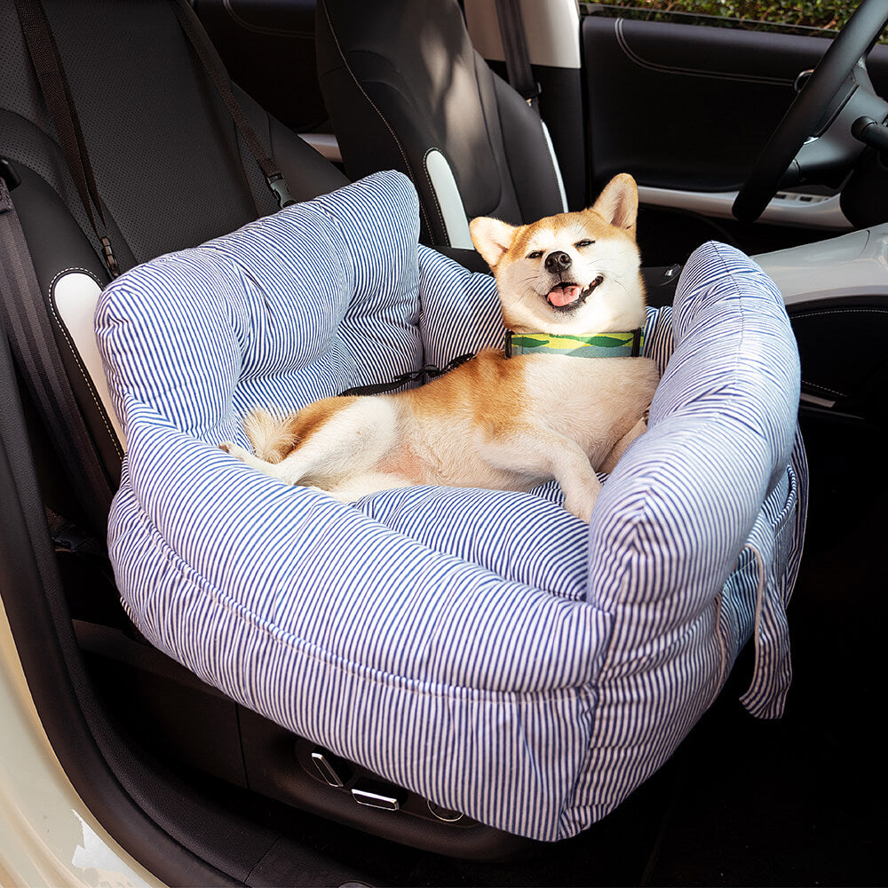 Dog Car Seat with Safety Strap and Cushion