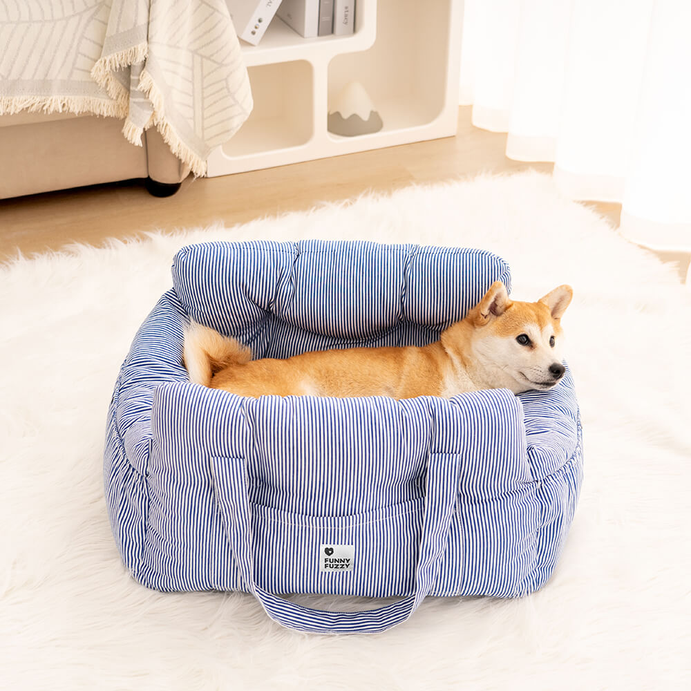 Dog Car Seat with Safety Strap and Cushion