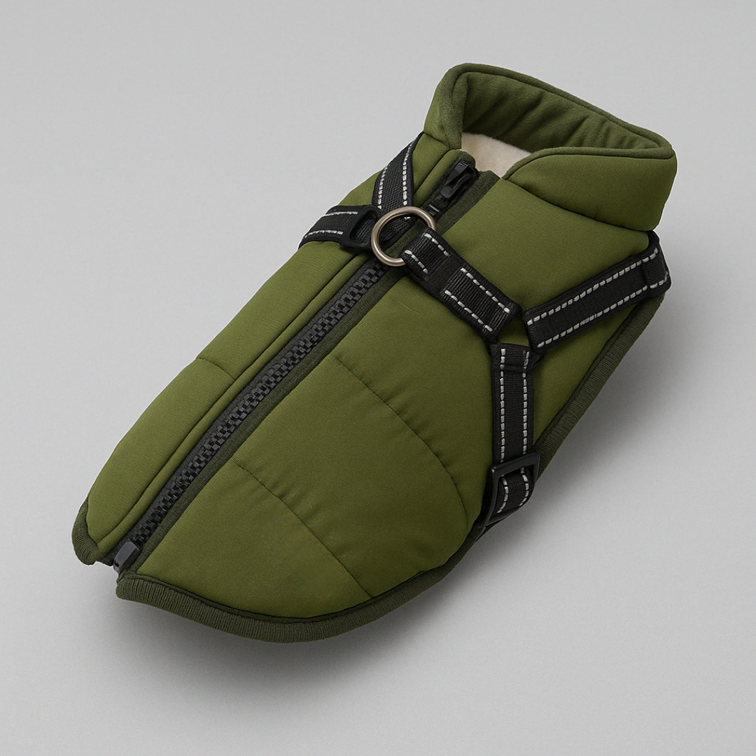 Dog Coat Waterproof Fleece Jacket with Harness